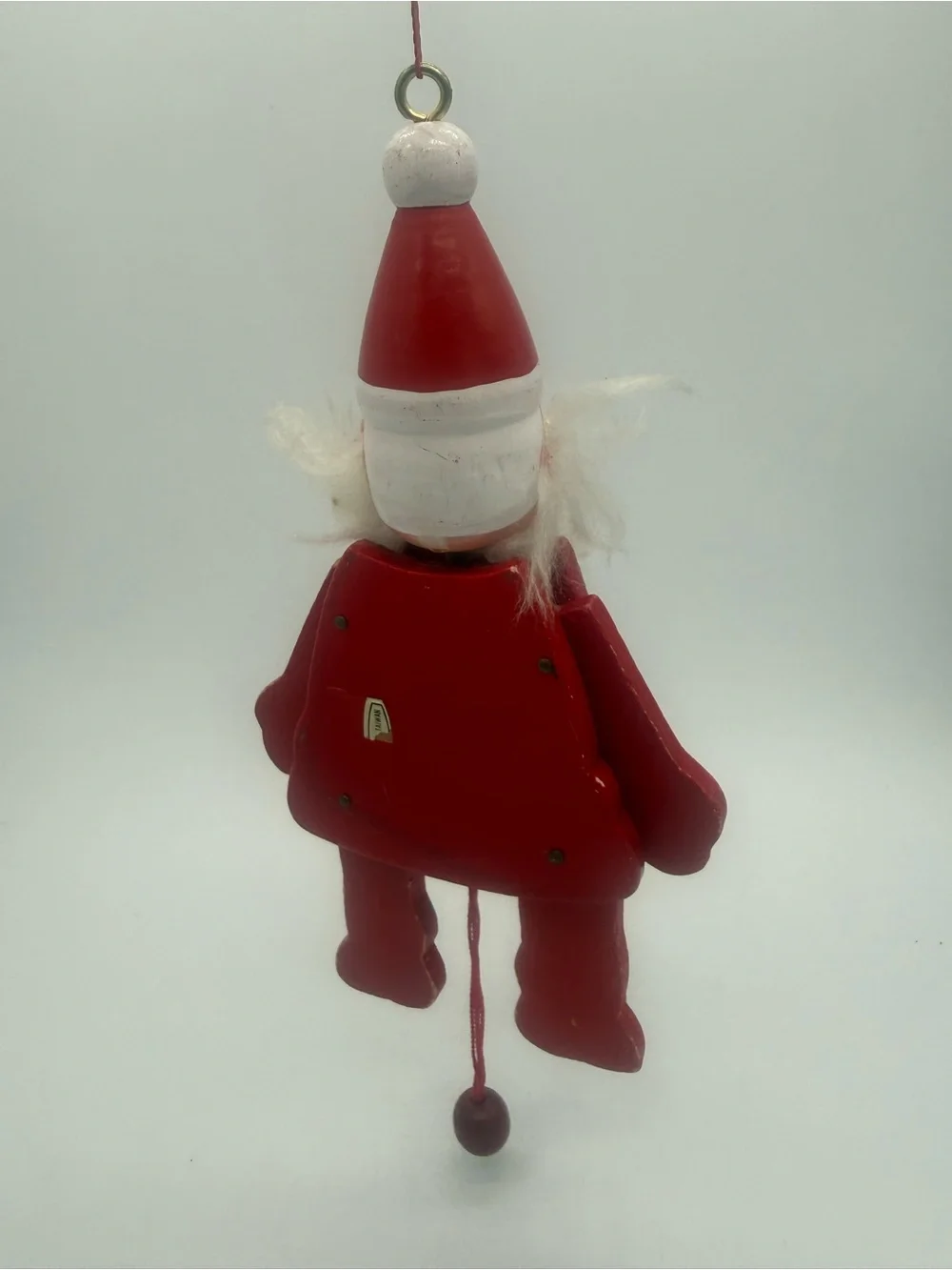Vintage Wooden Santa Claus Jumping Jack Pull String Christmas Ornament Toy 1970s